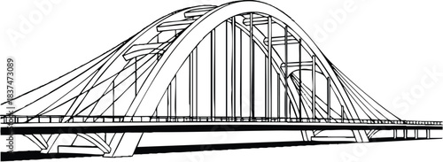 Architectural marvel A detailed illustration of a modern arch bridge.