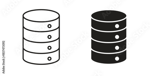 Database icons, vector design. Silhouette and stroke icon collection