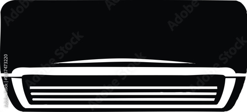Black and white air conditioner unit modern design cooling appliance.