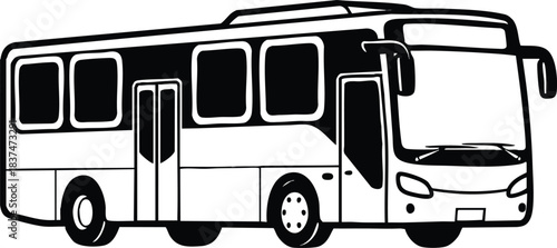 Black and white bus illustration perfect for transportation themes and designs.