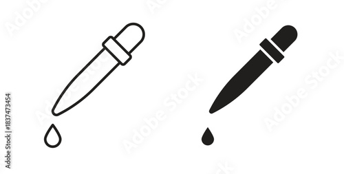 Dropper icons, vector design. Silhouette and stroke icon collection