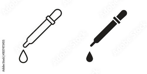Dropper icons, vector design. Silhouette and stroke icon collection