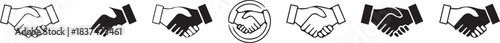 Handshake icon set. Business agreement handshake. friendly handshake symbol. partnership deal symbol for apps, ui, website, vector illustration
