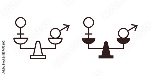 Equality icons, vector design. Silhouette and stroke icon collection