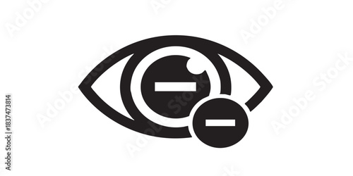 Eye and minus thin line icon, vision treatment concept. Vector graphics. Myopia, ophthalmology sign on white background, style icon mobile or web design