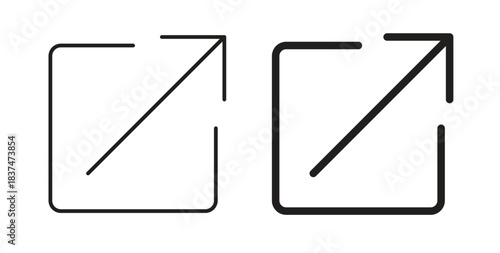 External link icons, vector design. Silhouette and stroke icon collection