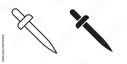 Eye dropper icons, vector design. Silhouette and stroke icon collection