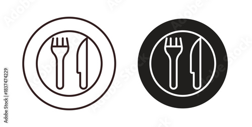 Food icons, vector design. Silhouette and stroke icon collection