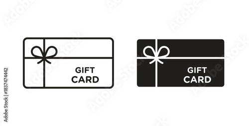 Gift card icons, vector design. Silhouette and stroke icon collection