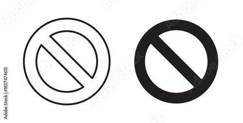 Forbidden icons, vector design. Silhouette and stroke icon collection