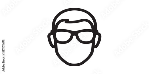 Head of man in sunglasses thin line icon, ophthalmology session concept. Vector graphics. Human head with glasses sign on white background, style icon mobile or web design