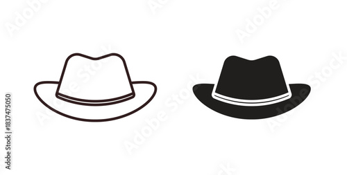 Hat icons, vector design. Silhouette and stroke icon collection