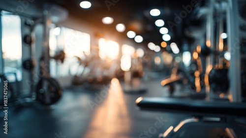 Wallpaper Mural Fitness gym with exercise equipment silhouettes and dynamic lighting Torontodigital.ca