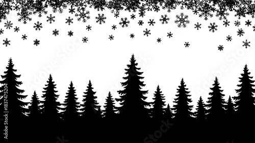 Lush pine trees stand on a white background.

