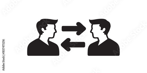 Humans and exchange arrows solid icon, people concept. Vector graphics. Men sign on white background, style icon mobile or web design.
