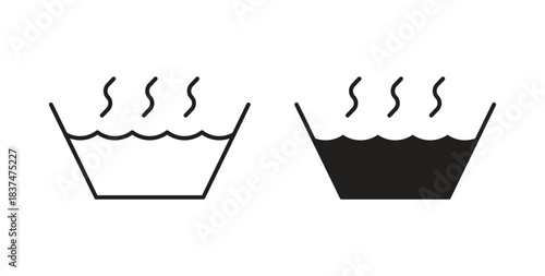 Hot Water icons, vector design. Silhouette and stroke icon collection