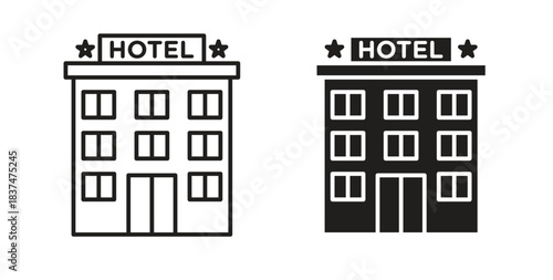 hotel icons, vector design. Silhouette and stroke icon collection