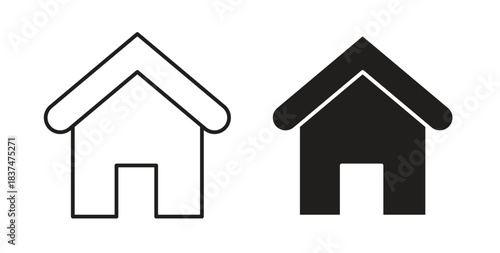 House icons, vector design. Silhouette and stroke icon collection