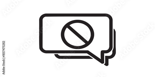 Dialog bubble ban solid icon, conversations concept. Vector graphics. Dialog with close button, forbidden item sign on white background, style icon mobile or web design.