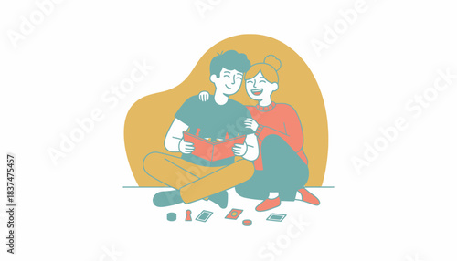 A couple sharing an intimate laugh while playing a game emphasizing the joy found in quality time spent together.