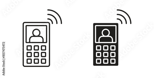 Interphone icons, vector design. Silhouette and stroke icon collection