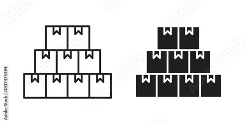 Inventory icons, vector design. Silhouette and stroke icon collection