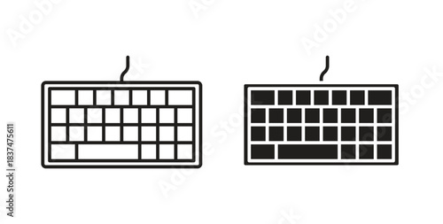 Keyboard icons, vector design. Silhouette and stroke icon collection