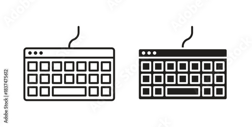 Keyboard icons, vector design. Silhouette and stroke icon collection