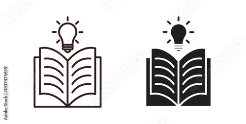 Knowledge icons, vector design. Silhouette and stroke icon collection