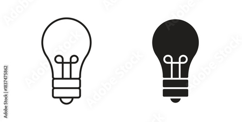 Lightbulb icons, vector design. Silhouette and stroke icon collection