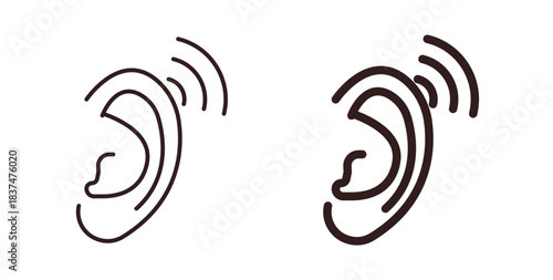 Listening icons, vector design. Silhouette and stroke icon collection