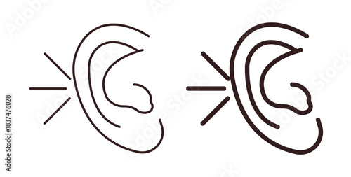 Listening icons, vector design. Silhouette and stroke icon collection