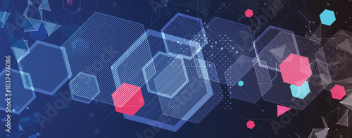 Technology abstract background with plexus digital elements