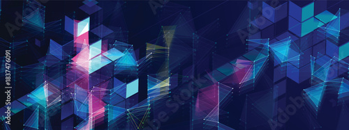 Technology abstract background with plexus digital elements