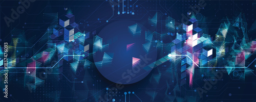 Technology abstract background with plexus digital elements