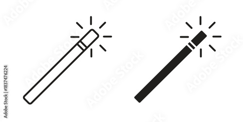 Magic icons, vector design. Silhouette and stroke icon collection