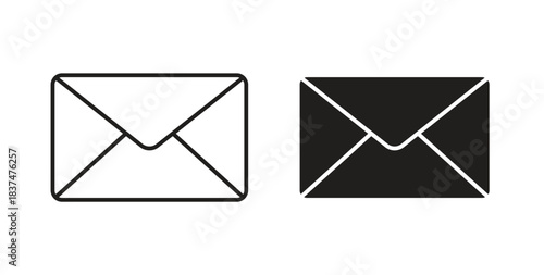 Mail icons, vector design. Silhouette and stroke icon collection