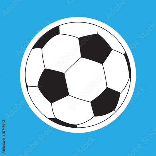 Pelota de fútbol soccer blanca con hexágonos negros con contorno blanco