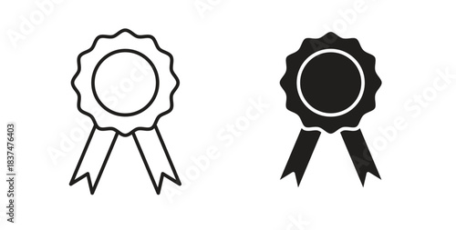 Medal icons, vector design. Silhouette and stroke icon collection