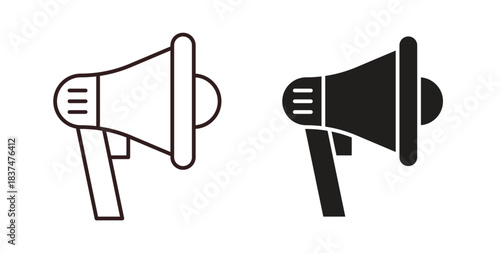 Megaphone icons, vector design. Silhouette and stroke icon collection