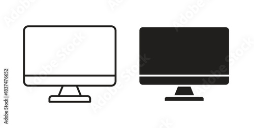 Monitor icons, vector design. Silhouette and stroke icon collection