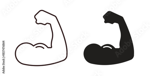 Muscle icons, vector design. Silhouette and stroke icon collection