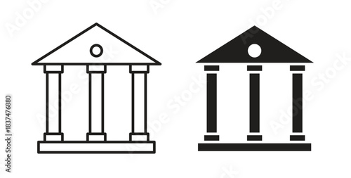 Museum icons, vector design. Silhouette and stroke icon collection