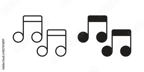Music icons, vector design. Silhouette and stroke icon collection