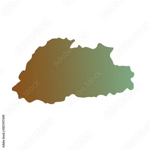 Map of Butane, sign silhouette. World Map Globe. Vector Illustration isolated on white background. Asian continent.