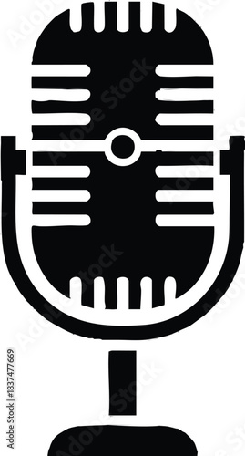 Classic microphone silhouette perfect for podcasting recording and audio production a symbol of communication.