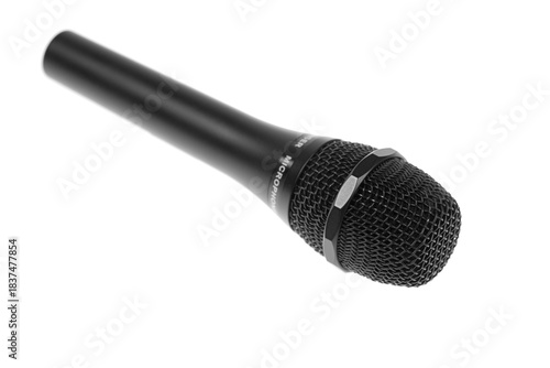 Black wireless condenser microphone isolated on white background