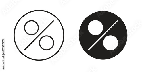 Percentage icons, vector design. Silhouette and stroke icon collection