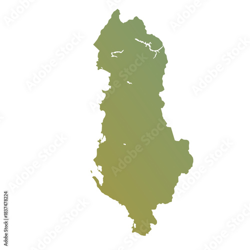 Map of Albania, sign silhouette. World Map Globe. Vector Illustration isolated on white background. Europe continent.