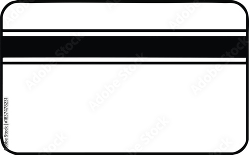 Credit card with magnetic stripe for financial transactions and purchases white background.